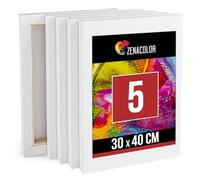 Zenacolor - Set of 5 Paint Canvases 30x40cm - Canvas for Painting Acrylic Paint, Oil Paint, Watercolour Paint - Painting Canvas 100% Cotton Acid-Free Blank Canvas with Wooden Frame