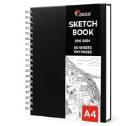 Zenacolor Sketch Book A4 - Hardcover Sketchbook 50 Sheets/100 Pages & 200GSM Very Thick Paper Art Book, Spiral Bound - Drawing Pad for Artist: Sketching, Portraits