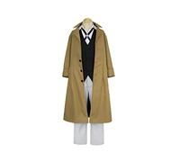 ZENAHA Dazai Osamu Cosplay Costume Long Trench Coat Halloween Party Suit For Aldult,Set-S