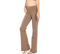 Zenana Premium Cotton FOLD Over Yoga Flare Pants - Brown - Medium