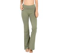 Zenana Premium Cotton FOLD Over Yoga Flare Pants - Green - S