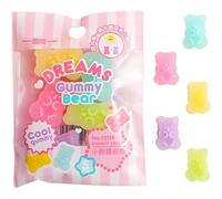 Zenarao Colorful Cute Gummy Bear Cabochons, 5Pcs Round Rubber Cartoon Bear Pencil Erasers