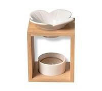 Zen'Arôme Aroma Scented Wax Melting Burner - Essential Oil Diffuser and Room Fragrance - Aromatherapy Candle Holder Wooden and Ceramic Candle Holder - Height: 12 cm