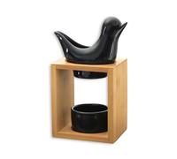 Zen'Arôme Birdy Black Scented Wax Melting Burner - Essential Oil and Home Fragrance Diffuser - Aromatherapy Candle Holder Wooden and Ceramic Decorative - Height: 13 cm