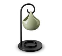 Zen'Arôme Inspiration SEIS Burner Fondant and Scented Wax Essential Oil Diffuser and Mood Fragrance-Ceramic and Metal Tealight Holder-Height 19 cm, Green