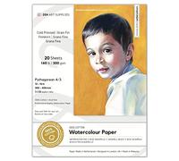 ZenART 100% Cotton Watercolour Paper 140 lb - 12x16 inches 20 Sheet Cold Press Acid-Free Large Block for Professional Artists 2-Side Bound for Watercolor, Gouache, Ink, Acrylic, Mixed Media