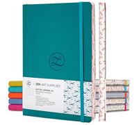 ZenART Supplies A5 Dotted Journal Notebook - Enjoy Bullet Journaling with a Soft Cover, 160 Pages Non-Bleed 120gsm Thick Paper with Japanese Edge Motif - Turquoise Faux Leather Lay Flat Dot Notebook