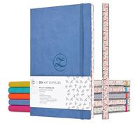 ZenART Supplies Large B5 Dotted Journal Notebook - Enjoy Bullet Journaling with a Soft Cover, 160 Pages Non-Bleed 120gsm Thick Paper with Japanese Edge Motif - Blue Faux Leather Lay Flat Dot Notebook