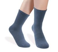 ZenBeya 100% Cotton Crew Socks for Women, Blue Thin Ankle Tube Socks for Dress Trouser Clothes, Soft Hue Fashion Mid Calf Bootie Socks Size 5-9 Casual Breathable Winter Fall