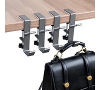 ZenBeya 2 in 1 Purse Hanger for Table, 4 Pack Desk Mount Bag Holder Hook Clamp, Adjustable Fireplace Garland Hanger with 2 Hooks for Home Christmas Decoration (White, 4PCS)