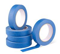 ZenBeya Blue Masking Tape for Painting, 5 Roll/Pack Multi Surface Painters Tape for Sharp Paint Lines, 24mm*50m Premium Low Tack Scrim Tape for Decorating Watercolor Canvas Framing Artists