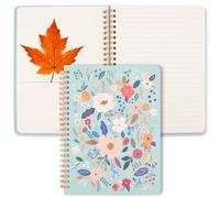 ZenBeya Cute Spiral Notebook A5, Aesthetic Floral Design Spiral Journal for Women Girls with Pocket & Lined Pages, 8MM 160 Pages/80 Sheets Wirebound Note Book for Work Office School, Blue