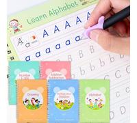 ZenBeya Grooved Handwriting Book Set, Reusable Handwriting Practice Learn to Write for Kids Age 3-8, Toddler Preschool Kindergarten Workbooks for Tracing Letters Numbers Math, 5 Copybooks with Pens