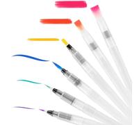 ZenBeya Water Brush Pens, 6PCS Water Color Brushes for Adult Kids Artist Professional, Pointed & Flat Tips, Refillable, Nylon Bristles