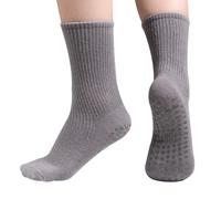 ZenBeya Yoga Crew Grip Socks for Women, Long Pilates Socks Non Slip with Grippers, Athletic Socks with Grip for Barre, Ballet, Workout, Lagree, Pregnancy, Zumbam, Dance, Sports, Dark Gray