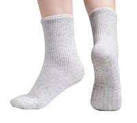 ZenBeya Yoga Crew Grip Socks for Women, Long Pilates Socks Non Slip with Grippers, Athletic Socks with Grip for Barre, Ballet, Workout, Lagree, Pregnancy, Zumbam, Dance, Sports, Light Gray