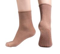 ZenBeya Yoga Crew Grip Socks for Women, Long Pilates Socks Non Slip with Grippers, Athletic Socks with Grip for Barre, Ballet, Workout, Lagree, Pregnancy, Zumbam, Dance, Sports, Red