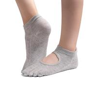 ZenBeya Yoga Socks with Grips, Open Top Anti Slip Socks for Women, Grip Toe Socks Pilates Socks for Barre, Ballet, Workout, Lagree, Pregnancy, Zumbam, Dance, Light Gray