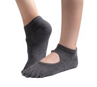 ZenBeya Yoga Socks with Grips, Open Top Anti Slip Socks for Women, Grip Toe Socks Pilates Socks for Barre, Ballet, Workout, Lagree, Pregnancy, Zumbam, Dance, Dark Gray