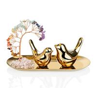 ZenBless Crystals Tree,Small Birds Statue,7 Chakra Healing Crystals Stones Tree Storage Tray Yoga Meditation Zen Room Office Home Decor Set Figurine Ornament Decoration Feng Shui Wealth Luck