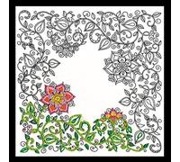 Zenbroidery Printed Fabric Pack-Garden, Cotton, White, 25.5 x 25.5 x 0.1 cm