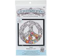 Zenbroidery Printed Fabric Pack-Peace, Cotton, White, 25.5 x 25.5 x 0.1 cm
