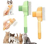 Zenbrush Cat Comb - 2025 New Wider Flea Comb with Release Button for Cats & Dogs,Removes Fur&Relieves Pain,Self-Cleaning Pet Comb Grooming Brush,One Button Cleaning,Long&Short Hair Care (Yellow+Green)