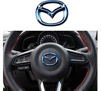 ZENCIX Car Steering Wheel Cover Decoration Sticker, For Mazda 3 6 CX-3 CX-5 CX-9, Emblem Logo Frame Decal, Interior Styling Modification Accessories,Blue