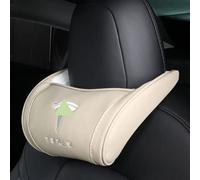 ZENCIX Leather, Car Seat Headrest Neck Pillow, For Tesla Model S Model X Model 3, Memory Foam Ergonomic Seat Cushion Neck Rest Support Cushion, Interior Accessories,beige