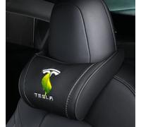 ZENCIX Leather, Car Seat Headrest Neck Pillow, For Tesla Model S Model X Model 3, Memory Foam Ergonomic Seat Cushion Neck Rest Support Cushion, Interior Accessories,bla-ck