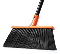 ZenClean Heavy Duty Broom Outdoor Indoor with Long Handle for Garage, Patio | 14.2" Wide sweep, 4-Layer split-end bristles, 45° Corner reach, Built-in hook, Versatile for garage, patio & more