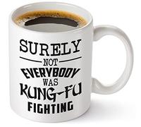 Zencooks Funny Statement Mug Surely Not Everybody Was Kung-Fu Fighting Sarcastic Quote Coffee Mug White 11oz Inspiring Quote Ceramic Mug, Gift For Coffee Lovers