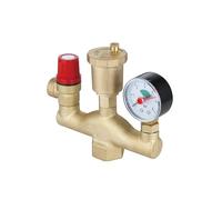 zencQ Boiler safety group 1 inch with pressure gauge and safety valve, 3 bar