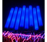 zenda club® Pack of 10 Blue LED Light Sticks 48 cm - Fluorescent Foam Light Stick - 3 Flash Modes - Glow Sticks for Concert, Wedding, Birthday, Festival and DJ Party
