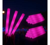 zenda club Pack of 96 LED Light Sticks 48 cm Pink - Fluorescent Foam Light Stick - 3 Lighting Modes - Glow Sticks for Wedding, Birthday, Concert, Festival, Evening and Party