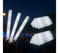 zenda club Pack of 96 White LED Light Sticks 48 cm - Fluorescent Foam Light Stick - 3 Lighting Modes - Glow Sticks for Wedding, Birthday, Concert, Festival, Evening and Party