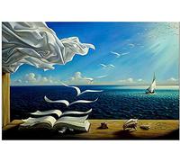 ZENDA Salvador Dali Wall Art Dalí Wave Book Framed Painting Canvas Art for Bedroom Livingroom Decoration Ready to Hang