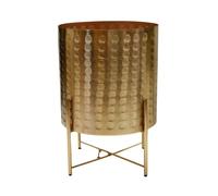 Zendaya Gold Embossed Metal Planter with Stand, H25cm x D25cm Ivyline Gold One Size
