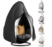 ZenDen Patio Hanging Egg Chair Cover, Outdoor 2 Seat Swing Egg Chair Cover Waterproof with Zipper, 210D Heavy Duty Outdoor Swing Egg Chair Cover 230 x 200cm, Black