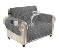 ZenDen Sofa Covers 100% Waterproof Sofa Slipcovers 1 Seater, Non Slip Cover for Kids/Dogs/Pets, Washable Sofa Protector with Elastic Strap, Grey
