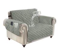 ZenDen Sofa Covers 100% Waterproof Sofa Slipcovers 1 Seater, Non Slip Cover for Kids/Dogs/Pets, Washable Sofa Protector with Elastic Strap, Light Grey