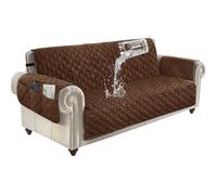 ZenDen Sofa Covers 100% Waterproof Sofa Slipcovers 3 Seater, Non Slip Cover for Kids/Dogs/Pets, Washable Sofa Protector with Elastic Strap, Brown