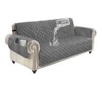 ZenDen Sofa Covers 100% Waterproof Sofa Slipcovers 4 Seater, Non Slip Cover for Kids/Dogs/Pets, Washable Sofa Protector with Elastic Strap, Grey