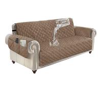 ZenDen Sofa Covers 100% Waterproof Sofa Slipcovers 4 Seater, Non Slip Cover for Kids/Dogs/Pets, Washable Sofa Protector with Elastic Strap, Taupe