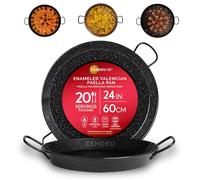 ZENDEU Paella Pan from Spain - Authentic Enameled Carbon Steel Paella Pan, Large 24 inch (60 cm) | Traditional Paellera Made in Spain - Durable Enameled Paella Pans for 20 Servings