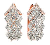 Zeneme 18 K Rose Gold Plated Rose Gold Toned American Diamond Studded Luxury Hoop Earring For Women & Gifts For Girls | Stylish Hoop Earrings for Women in Floral Design | Modern Indian Jewellery, One