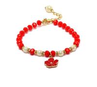 ZENEME Gold Plated Enamelled Flower Hanging Traditional Pearl Studded and Beaded Lumba Rakhi/Bracelet Rakhi for Bhabhi with Roli Chawal and Raksha Bandhan Greeting Card, Free Size, Gemstone, Beads
