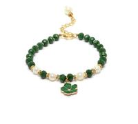 ZENEME Gold Plated Enamelled Flower Hanging Traditional Pearl Studded and Beaded Lumba Rakhi/Bracelet Rakhi for Bhabhi with Roli Chawal and Raksha Bandhan Greeting Card, Free Size, Gemstone, Beads