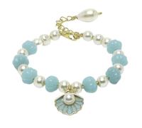 ZENEME Gold Plated Enamelled Oyster Hanging Traditional Pearl Studded and Beaded Lumba Rakhi/Bracelet Rakhi for Bhabhi with Roli Chawal and Raksha Bandhan Greeting Card, Free Size, Gemstone, Beads