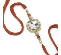 ZENEME Rakhi for Bhaiya White Pearls with Small Multicolor Beads stringed in Multicolor Thread Rakhi